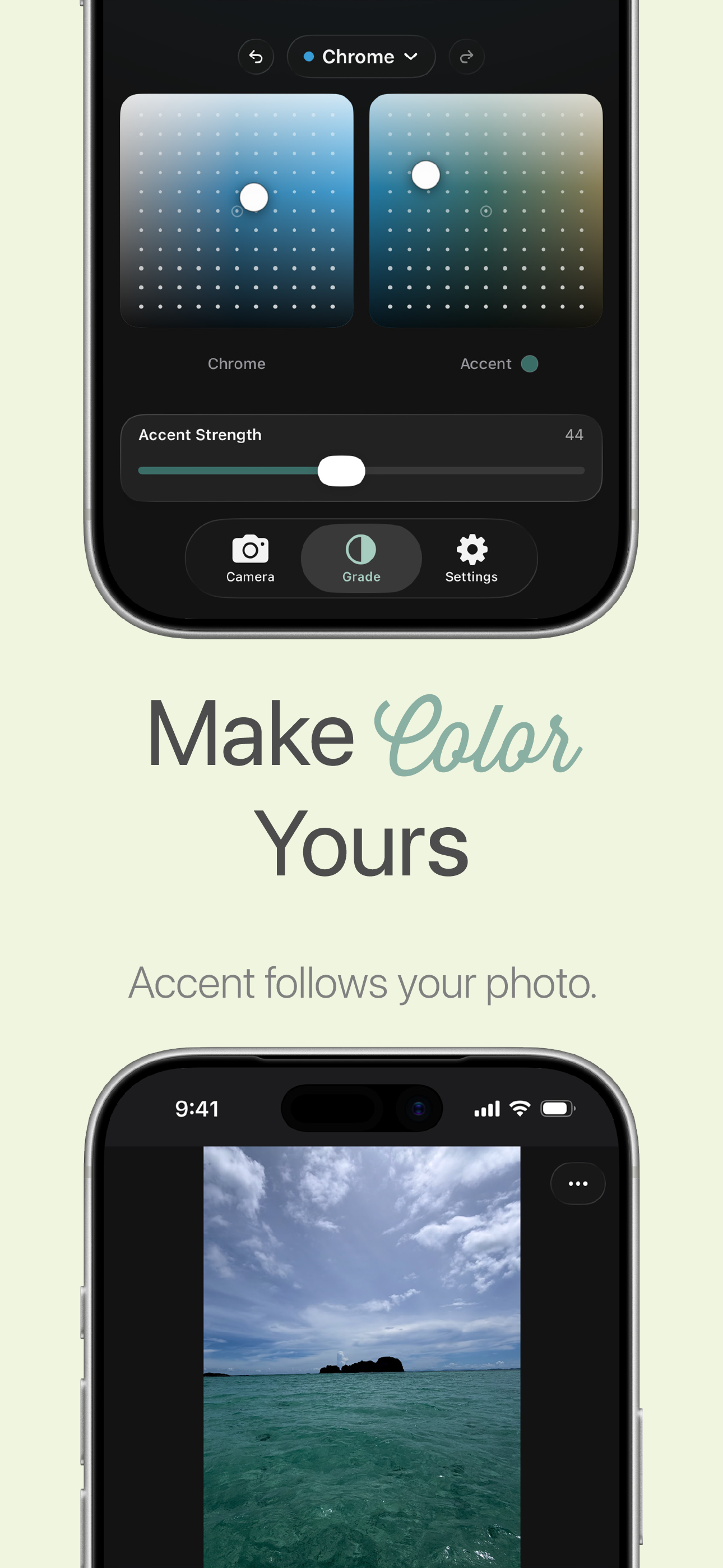 Hibiscus Accent controls adapting color to a photograph
